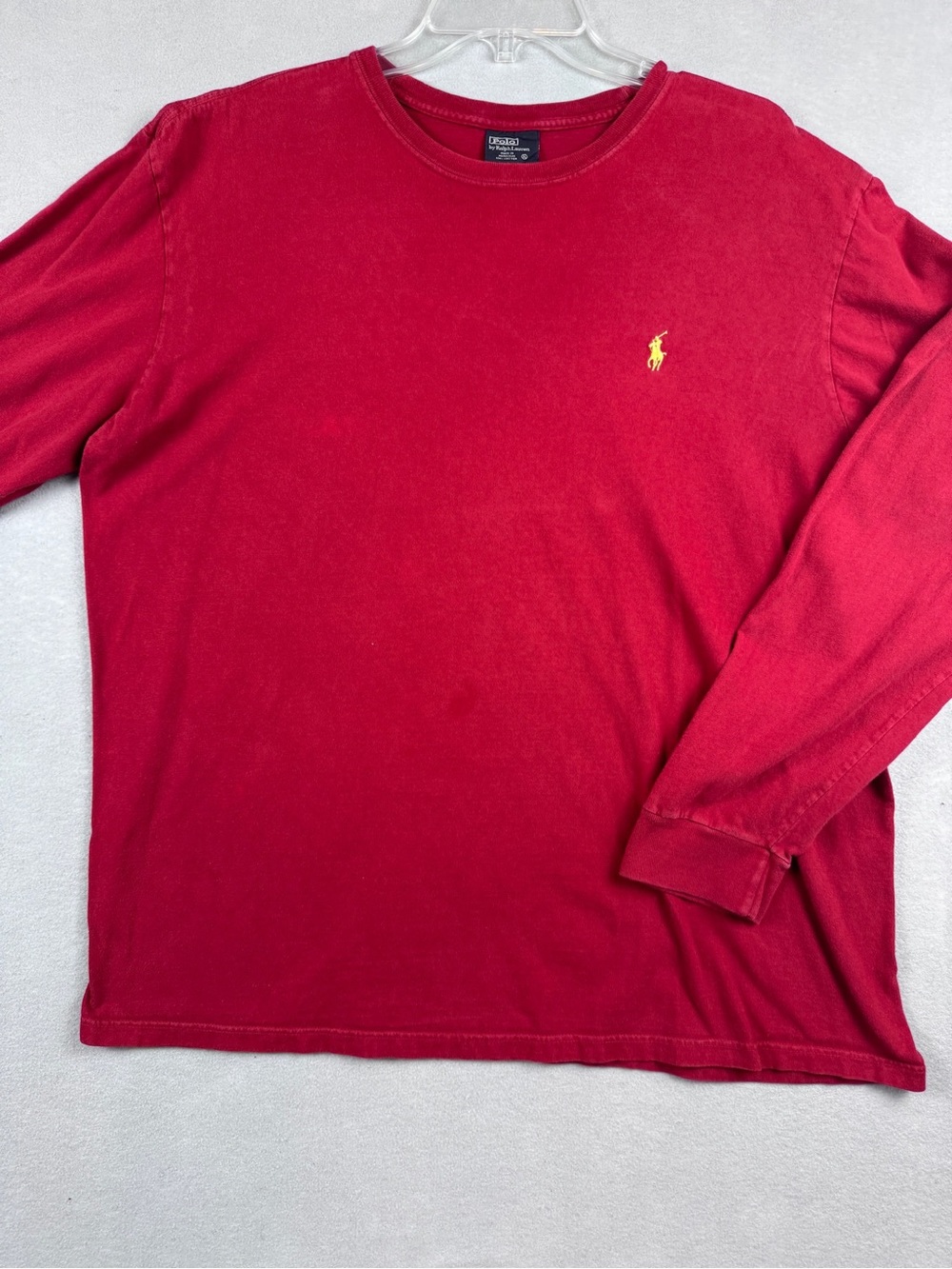 VTG Polo by Ralph Lauren Long Sleeve Red Crew Neck T-Shirt Size XL Yellow Pony